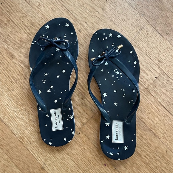 Kate Spade navy and White bow Sandals with Starry Design - Picture 1 of 6